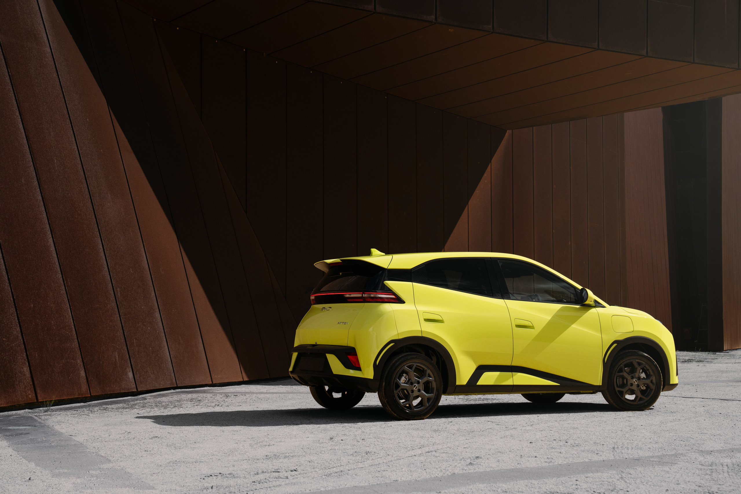 BYD Atto 1 Pine Lime rear side view