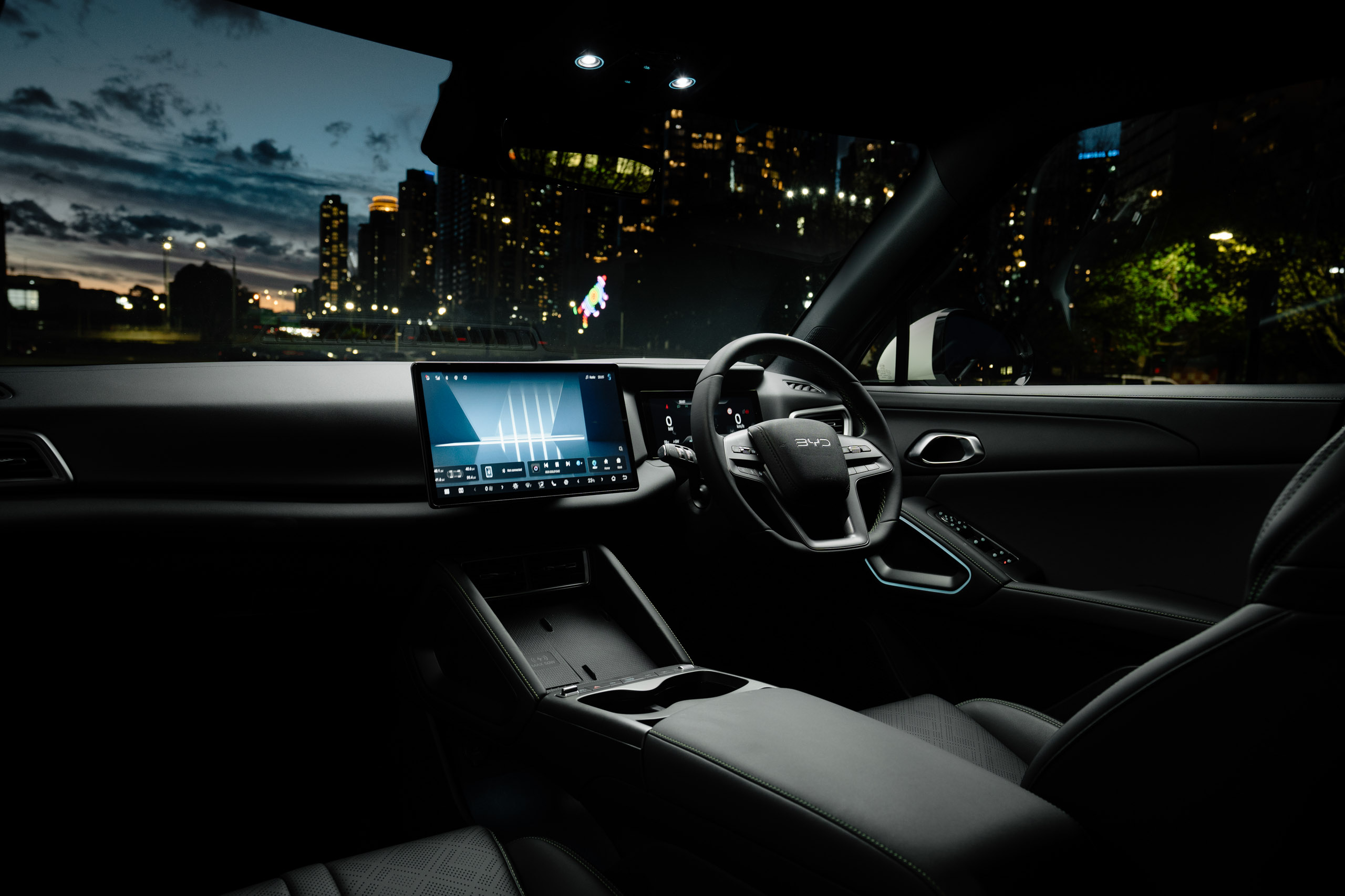 BYD Atto 2 interior at night time