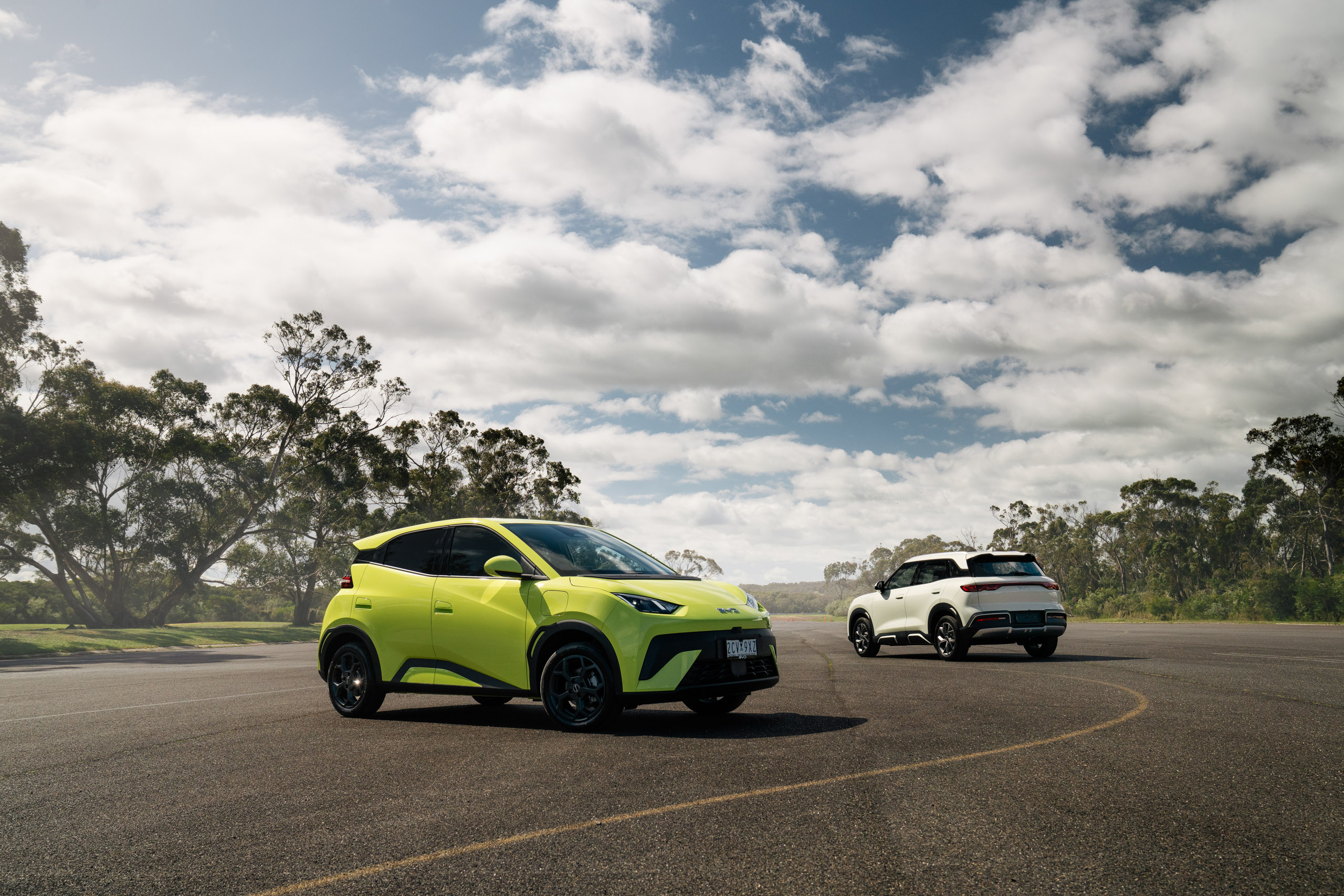 BYD Atto 1 and Atto 2 parked in country side